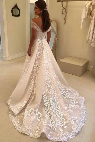 Vintage A-line Off-the-shoulder Lace Wedding Dress_2
