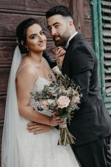 A Word Sequined White Wedding Dress With Belt | Sleeveless Wedding Dress_7