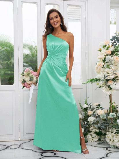 One Shoulder Dark Green Long Bridesmaid Dresses | Simple Bridesmaid Dress_27