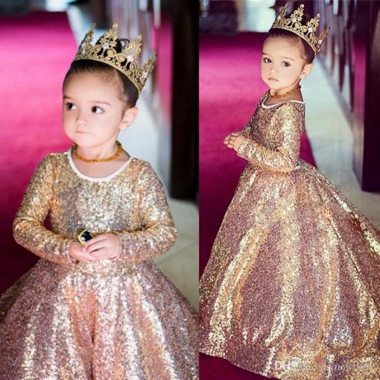 Luxury Sequined Long Sleeve Girl Dress_2