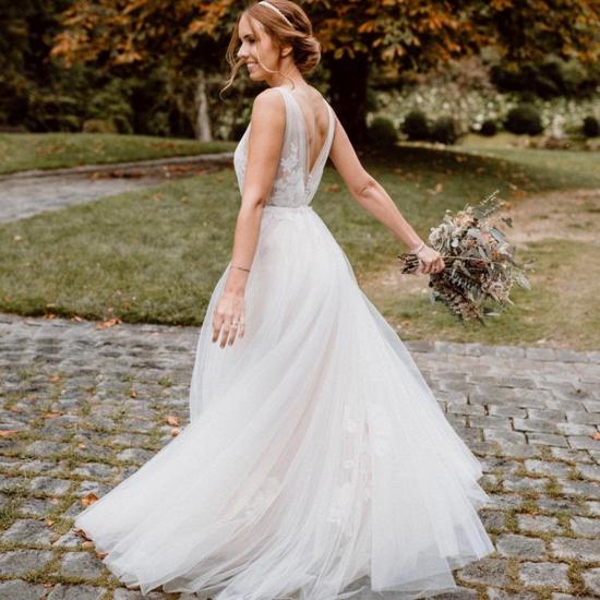 Bohemian A-Line V-Neck Wedding Dress | Lace Wedding Dress_2
