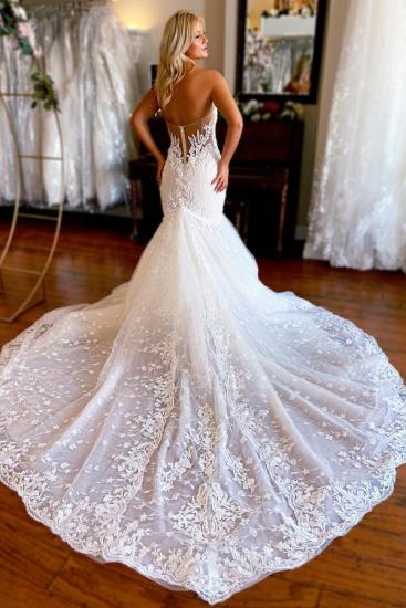 Heart-shaped collar lace retro mermaid wedding dress_2