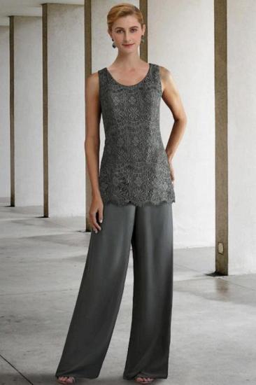 Pantsuit 3 Piece Mother of the Bride Dress Plus Size Lace Set_3