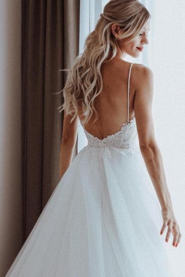 Simple A-line Sweetheart Sleeveless Lace Wedding Dress_2