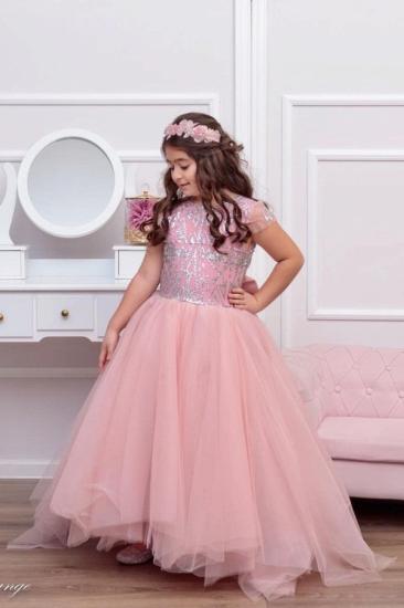 Cute Short Sleeve Pink Princess Little Girl Dress Wedding