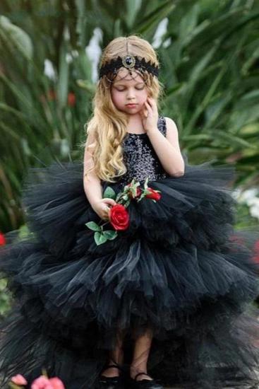 Sleeveless Sequined Black Gauze Girl Dress | Children Wedding Dress_2