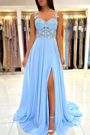 Sweetheart Floor-length Tulle Slit Prom Dress with Flowers