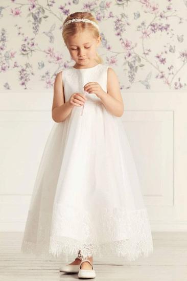 Simple White Bud Silk Gauze Girl Dress | Turtleneck Pageant Dress Little Girl