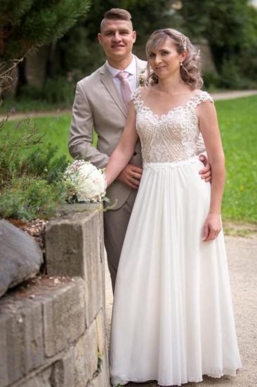 Elegant Lace Sleeveless Floor Length Wide Shoulder Strap Wedding Dress