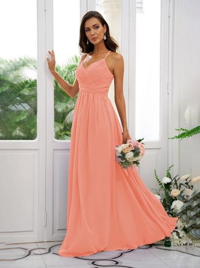 Lilac Chiffon V-Neck Spaghetti Straps Bridesmaid Dresses Simple_10