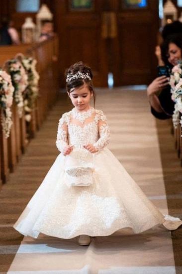 Beautiful Long Sleeved Lace Flower Girl Dress