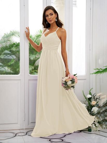 Lilac Chiffon V-Neck Spaghetti Straps Bridesmaid Dresses Simple_17