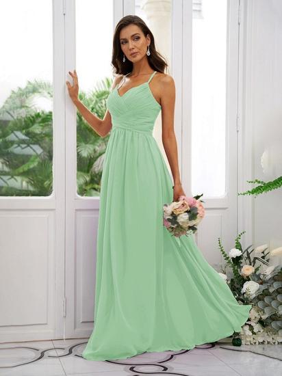 Lilac Chiffon V-Neck Spaghetti Straps Bridesmaid Dresses Simple_26